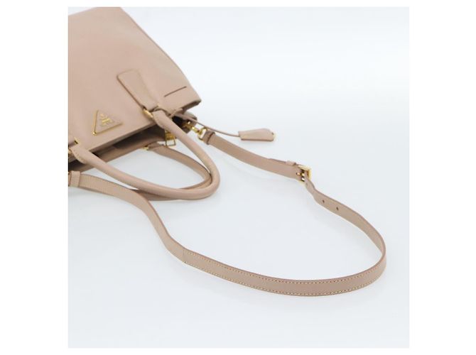 Saffiano Borsa PRADA in pelle Safiano 2 modi Beige Oro Auth 183886A D'oro - vista 11