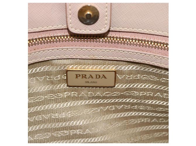 Saffiano Borsa PRADA in pelle Safiano 2 modi Beige Oro Auth 183886A D'oro - vista 21