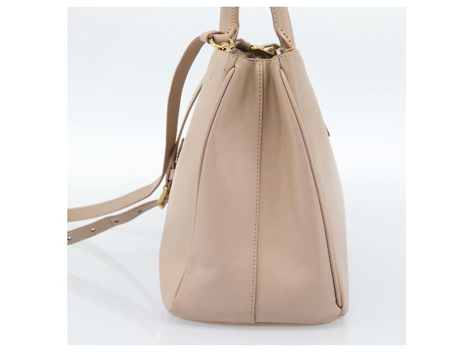 Saffiano Borsa PRADA in pelle Safiano 2 modi Beige Oro Auth 183886A D'oro - vista 6