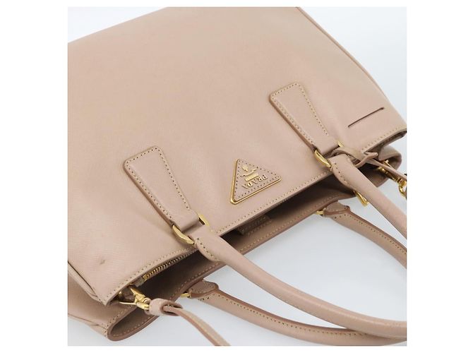 Saffiano Borsa PRADA in pelle Safiano 2 modi Beige Oro Auth 183886A D'oro - vista 7