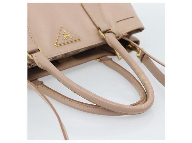 Saffiano Borsa PRADA in pelle Safiano 2 modi Beige Oro Auth 183886A D'oro - vista 8