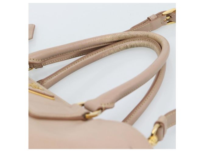 Saffiano Borsa PRADA in pelle Safiano 2 modi Beige Oro Auth 183886A D'oro - vista 9