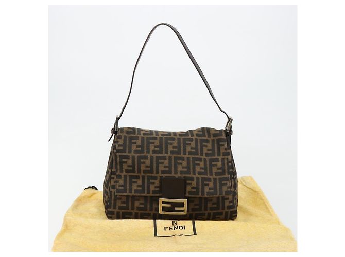 FENDI Zucca Canvas Mamma Baguette Shoulder Bag Marrone Nero Autentica 180861A - vista 26