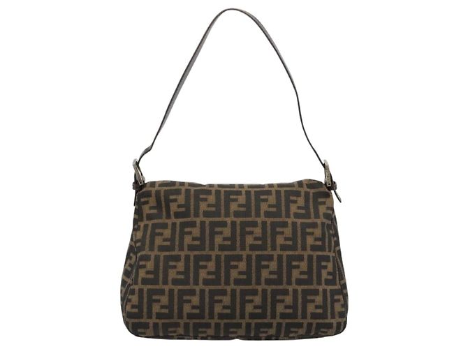 FENDI Zucca Canvas Mamma Baguette Shoulder Bag Marrone Nero Autentica 180861A - vista 3