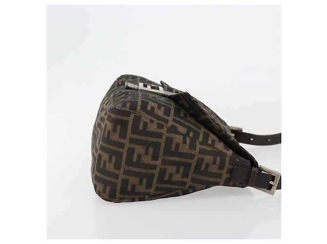 FENDI Zucca Canvas Mamma Baguette Shoulder Bag Marrone Nero Autentica 180861A - vista 4