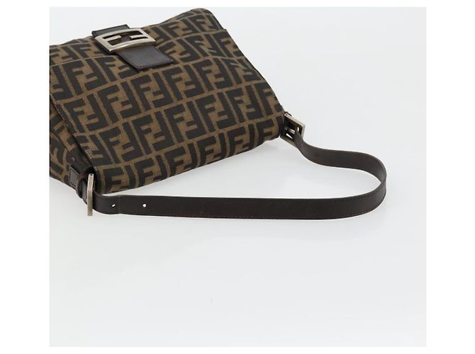 FENDI Zucca Canvas Mamma Baguette Shoulder Bag Marrone Nero Autentica 180861A - vista 7