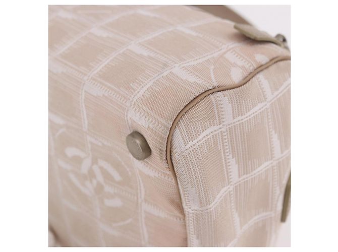 CHANEL Neue Travel Line Handtasche Canvas Beige Silver CC Authentisch 183877 - Ansicht 13