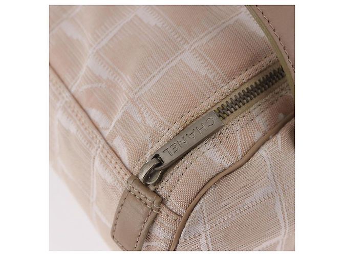 CHANEL Neue Travel Line Handtasche Canvas Beige Silver CC Authentisch 183877 - Ansicht 14