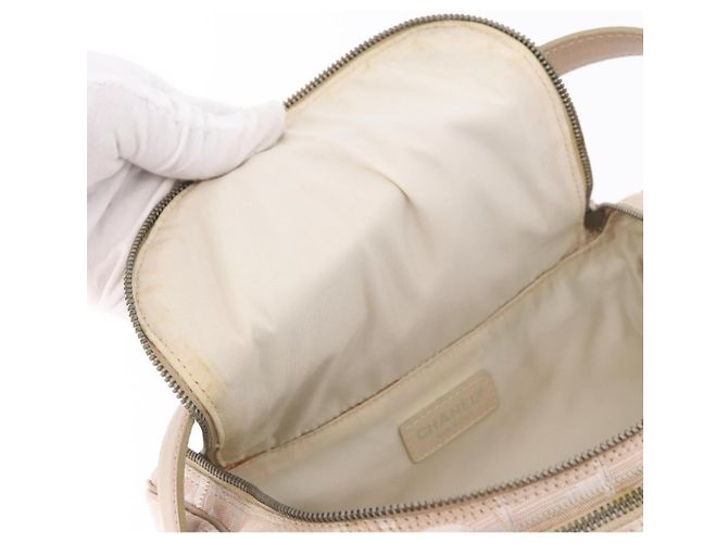 CHANEL Neue Travel Line Handtasche Canvas Beige Silver CC Authentisch 183877 - Ansicht 18