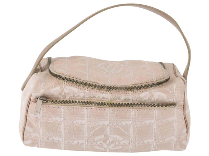 CHANEL Neue Travel Line Handtasche Canvas Beige Silver CC Authentisch 183877 - Ansicht 2