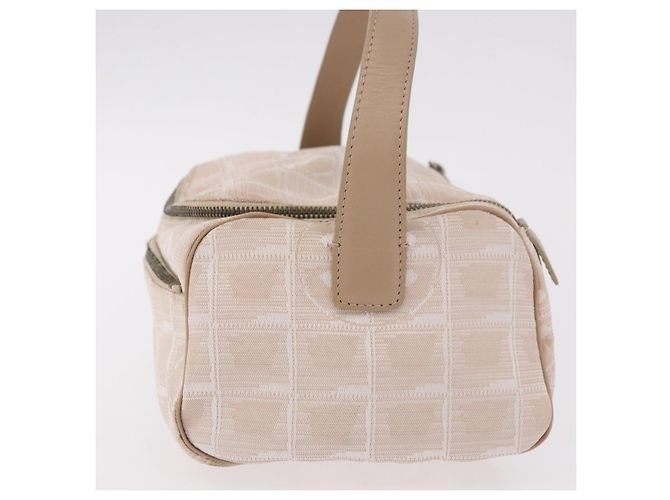 CHANEL Neue Travel Line Handtasche Canvas Beige Silver CC Authentisch 183877 - Ansicht 4