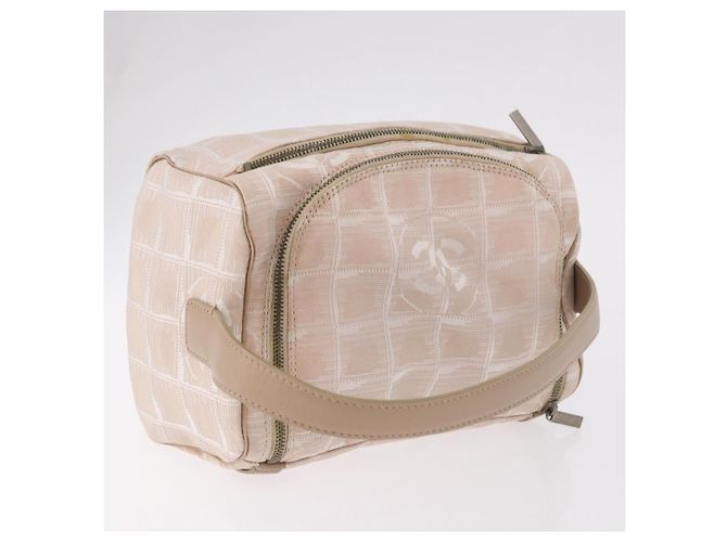 CHANEL Neue Travel Line Handtasche Canvas Beige Silver CC Authentisch 183877 - Ansicht 6