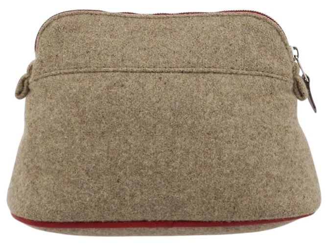 Hermès HERMES Bolide Pouch Wolle Beige Silber Authentisch kk683V - Ansicht 3