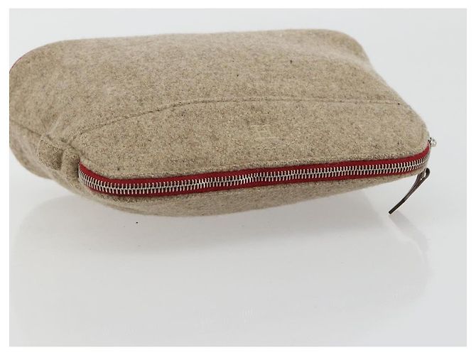 Hermès HERMES Bolide Pouch Wolle Beige Silber Authentisch kk683V - Ansicht 6