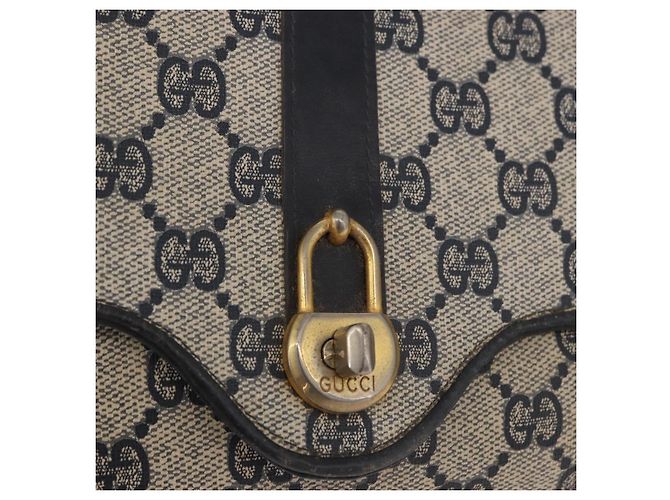 Borsa a tracolla GUCCI GG Supreme PVC Blu Navy Oro Auth 184440 D'oro - vista 14
