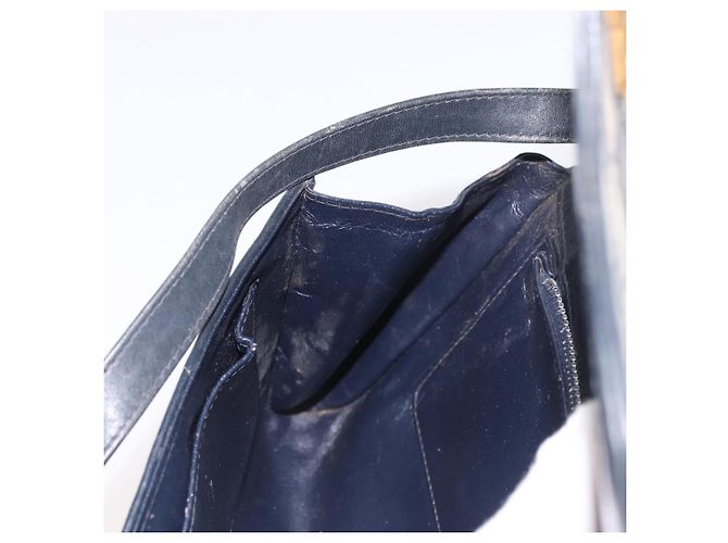 Borsa a tracolla GUCCI GG Supreme PVC Blu Navy Oro Auth 184440 D'oro - vista 19