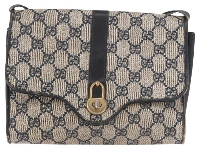 Borsa a tracolla GUCCI GG Supreme PVC Blu Navy Oro Auth 184440 D'oro - vista 2
