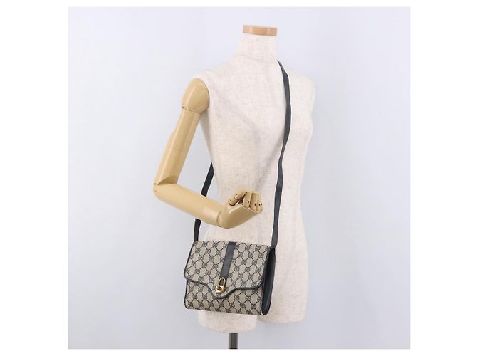 Borsa a tracolla GUCCI GG Supreme PVC Blu Navy Oro Auth 184440 D'oro - vista 22