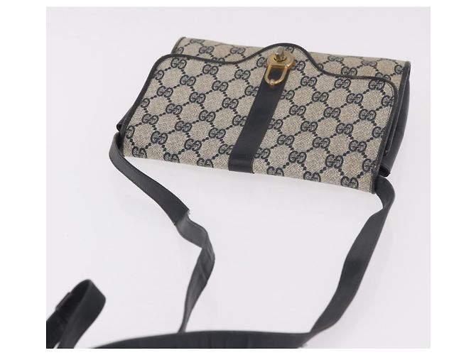 Borsa a tracolla GUCCI GG Supreme PVC Blu Navy Oro Auth 184440 D'oro - vista 6