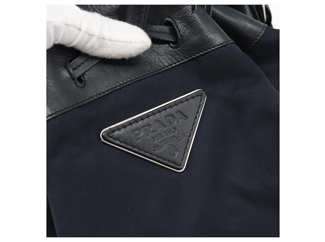 Borsa a Spalla PRADA Nylon e Pelle Nera Argento 182816V Nero - vista 14