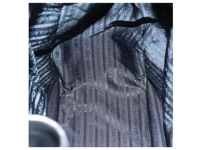 Borsa a Spalla PRADA Nylon e Pelle Nera Argento 182816V Nero - vista 18