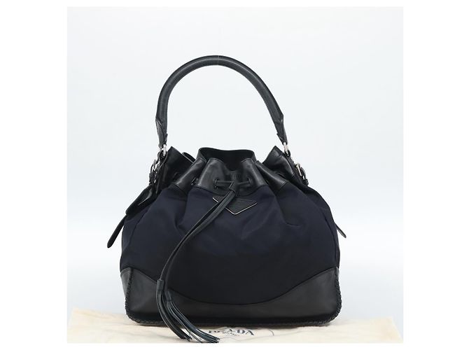 Borsa a Spalla PRADA Nylon e Pelle Nera Argento 182816V Nero - vista 24