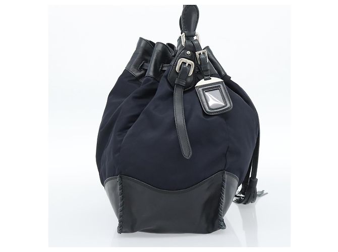 Borsa a Spalla PRADA Nylon e Pelle Nera Argento 182816V Nero - vista 4