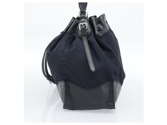 Borsa a Spalla PRADA Nylon e Pelle Nera Argento 182816V Nero - vista 5