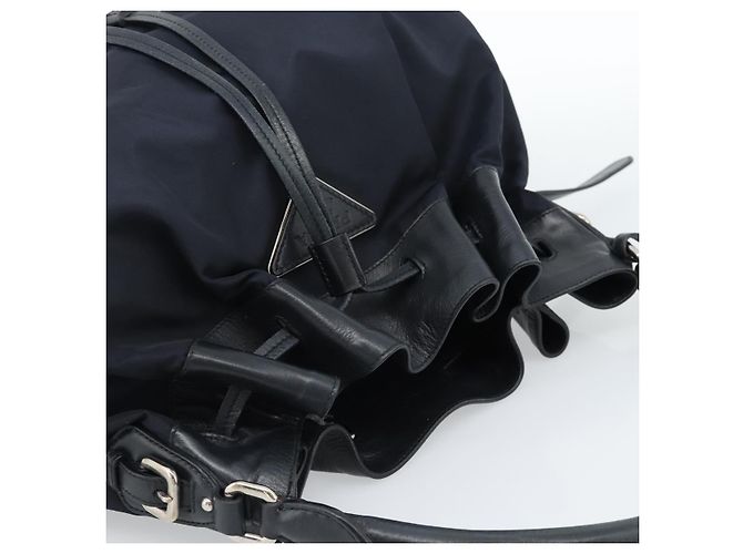 Borsa a Spalla PRADA Nylon e Pelle Nera Argento 182816V Nero - vista 6