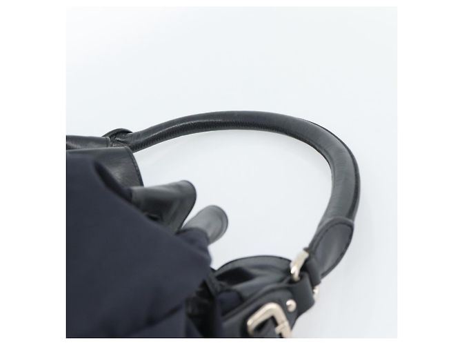 Borsa a Spalla PRADA Nylon e Pelle Nera Argento 182816V Nero - vista 8