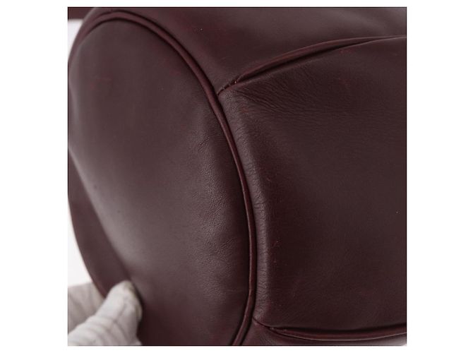 16 Céline Bolsa de Ombro CELINE Must Line em Couro Bordeaux Ouro Auth bs35428 - vista 13