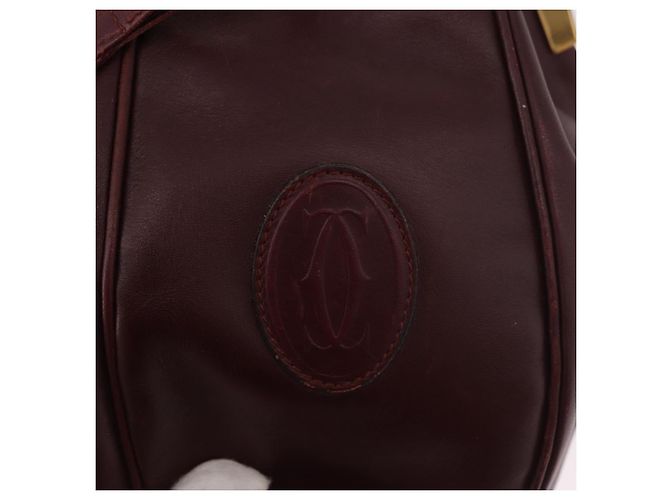 16 Céline Bolsa de Ombro CELINE Must Line em Couro Bordeaux Ouro Auth bs35428 - vista 15