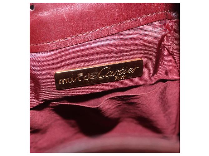16 Céline Bolsa de Ombro CELINE Must Line em Couro Bordeaux Ouro Auth bs35428 - vista 16