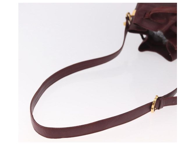 16 Céline Bolsa de Ombro CELINE Must Line em Couro Bordeaux Ouro Auth bs35428 - vista 7
