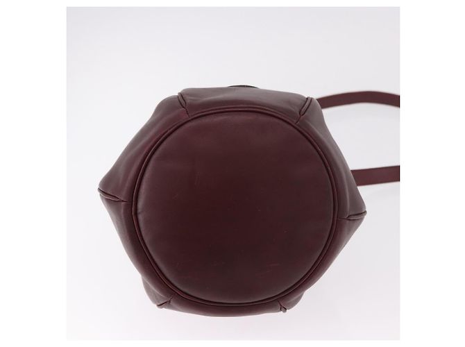 16 Céline Bolsa de Ombro CELINE Must Line em Couro Bordeaux Ouro Auth bs35428 - vista 9