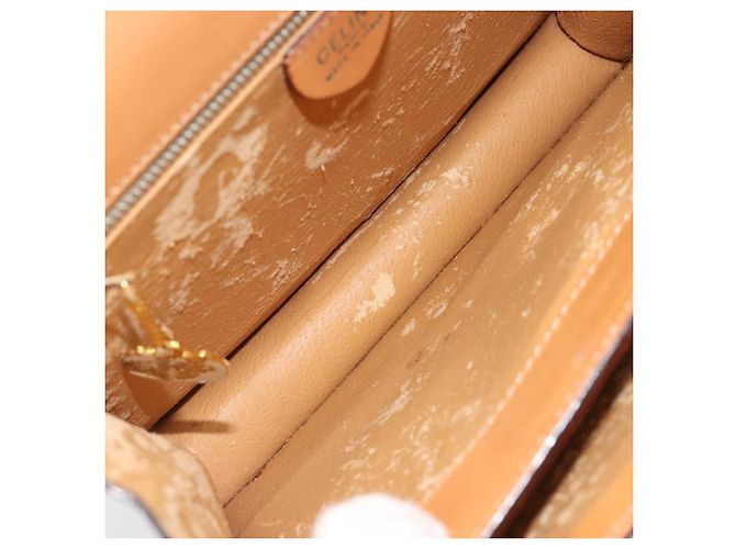 Céline Borsa CELINE Macadam Canvas PVC Pelle Marrone Oro Auth 182076 D'oro - vista 17
