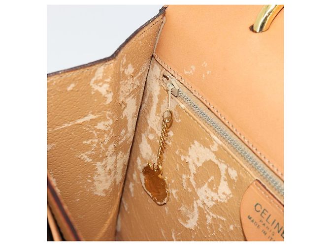 Céline Borsa CELINE Macadam Canvas PVC Pelle Marrone Oro Auth 182076 D'oro - vista 20
