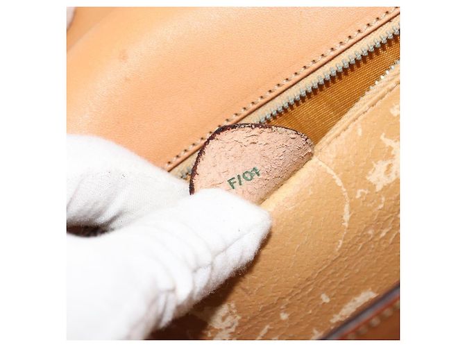 Céline Borsa CELINE Macadam Canvas PVC Pelle Marrone Oro Auth 182076 D'oro - vista 23