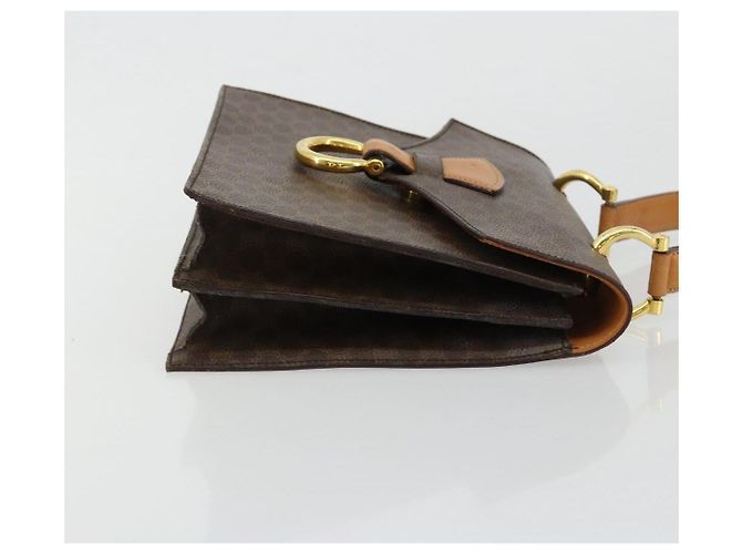 Céline Borsa CELINE Macadam Canvas PVC Pelle Marrone Oro Auth 182076 D'oro - vista 4