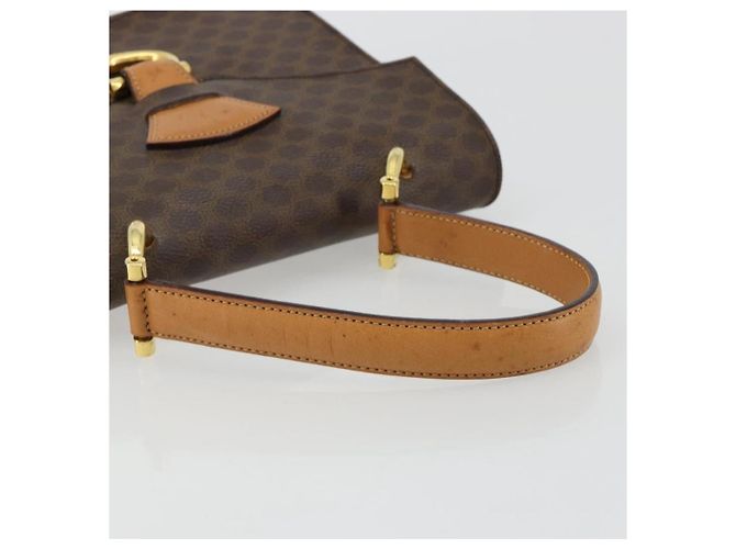 Céline Borsa CELINE Macadam Canvas PVC Pelle Marrone Oro Auth 182076 D'oro - vista 7