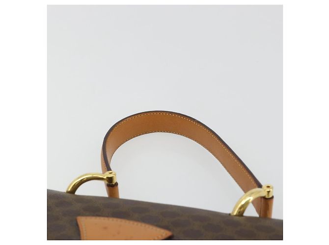 Céline Borsa CELINE Macadam Canvas PVC Pelle Marrone Oro Auth 182076 D'oro - vista 8