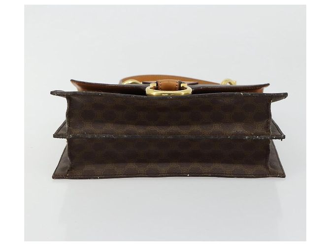 Céline Borsa CELINE Macadam Canvas PVC Pelle Marrone Oro Auth 182076 D'oro - vista 9