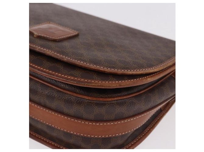 Céline CELINE Macadam Canvas Schultertasche PVC Leder Braun Gold Auth 183989 Golden - Ansicht 11