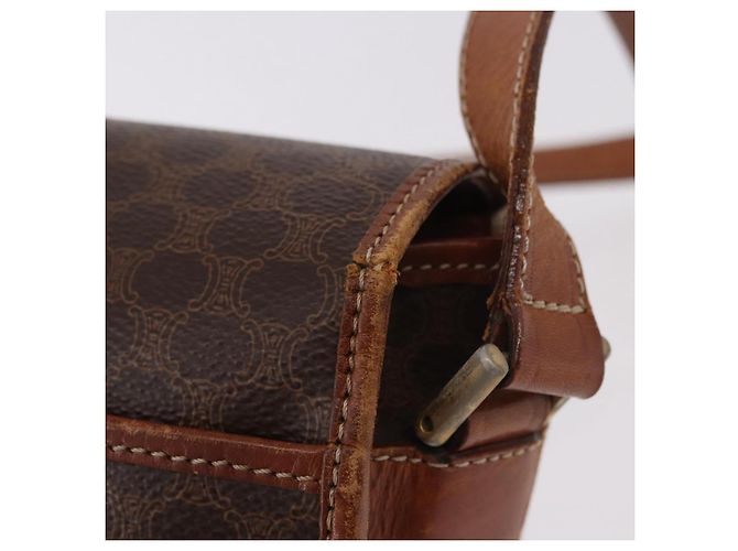 Céline CELINE Macadam Canvas Schultertasche PVC Leder Braun Gold Auth 183989 Golden - Ansicht 14