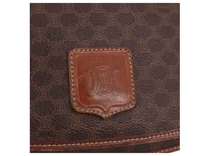 Céline CELINE Macadam Canvas Schultertasche PVC Leder Braun Gold Auth 183989 Golden - Ansicht 15