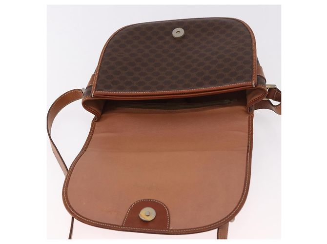 Céline CELINE Macadam Canvas Schultertasche PVC Leder Braun Gold Auth 183989 Golden - Ansicht 16