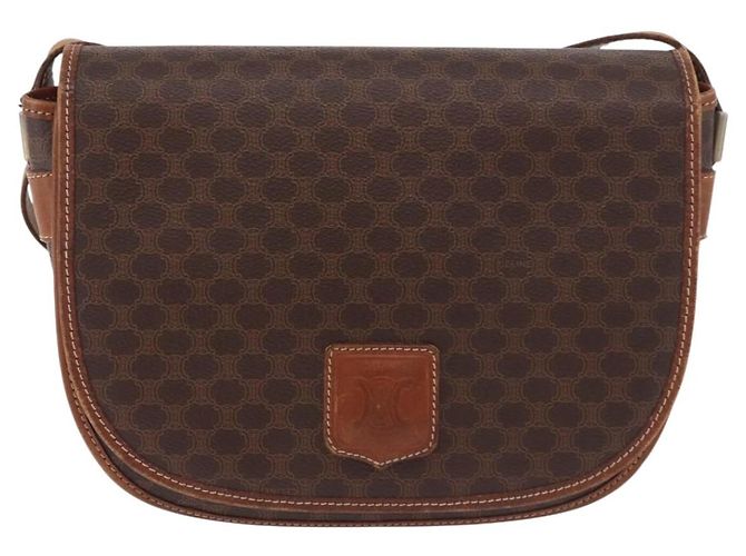 Céline CELINE Macadam Canvas Schultertasche PVC Leder Braun Gold Auth 183989 Golden - Ansicht 2