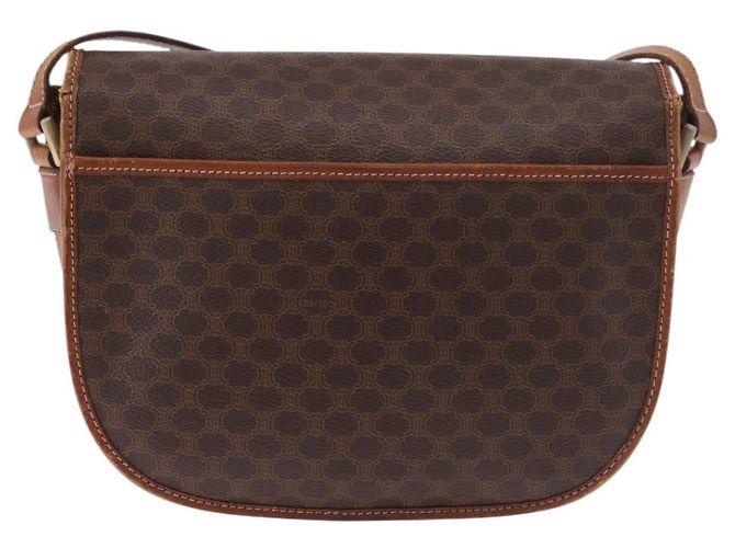 Céline CELINE Macadam Canvas Schultertasche PVC Leder Braun Gold Auth 183989 Golden - Ansicht 3