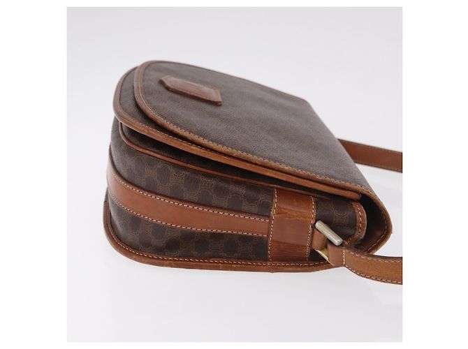 Céline CELINE Macadam Canvas Schultertasche PVC Leder Braun Gold Auth 183989 Golden - Ansicht 4