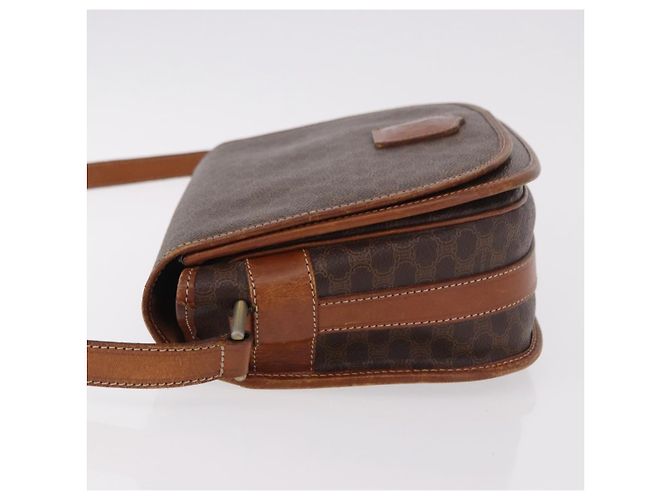 Céline CELINE Macadam Canvas Schultertasche PVC Leder Braun Gold Auth 183989 Golden - Ansicht 5